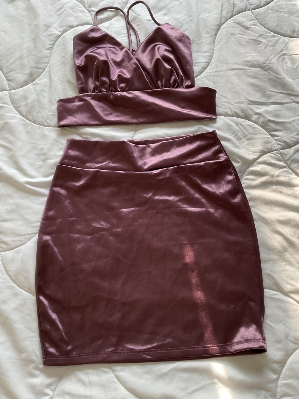 Cristina Satin Maroon Set